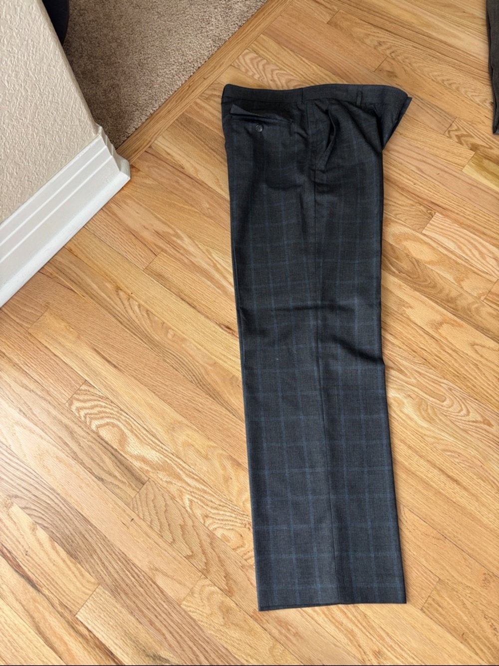 Dark black Plaid (blue) Dress Pants